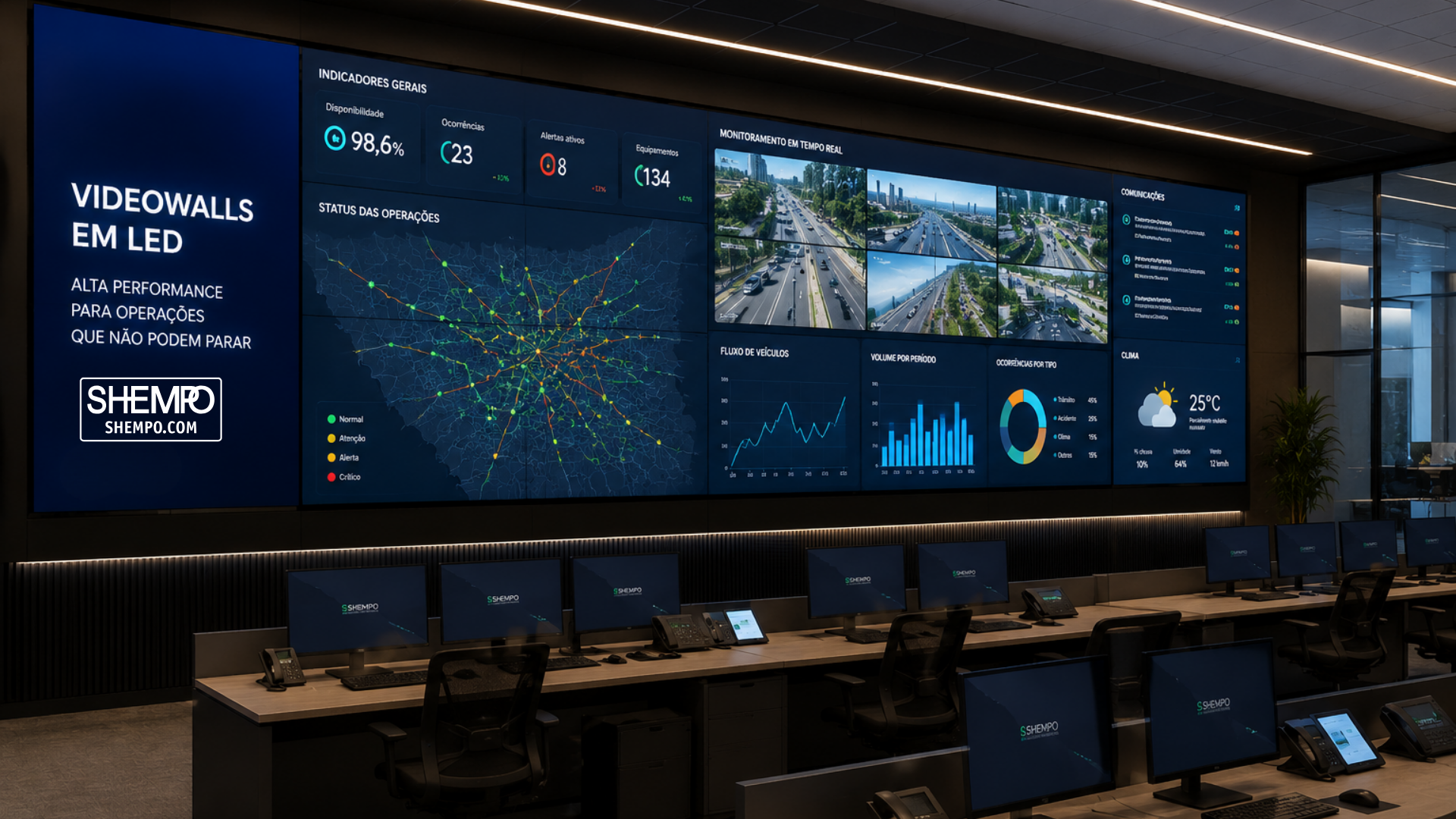 Videowall em ambiente corporativo